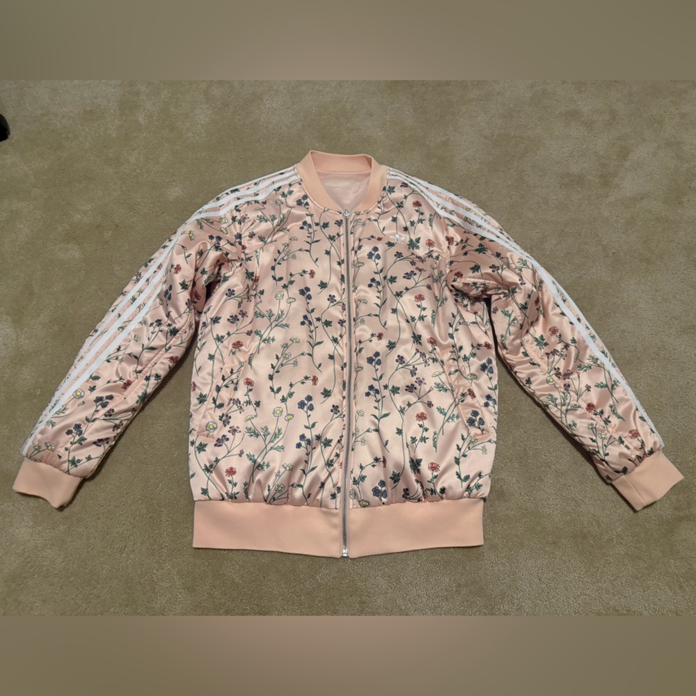 Women's Pink Floral Satin Reversible Bomber Jacket